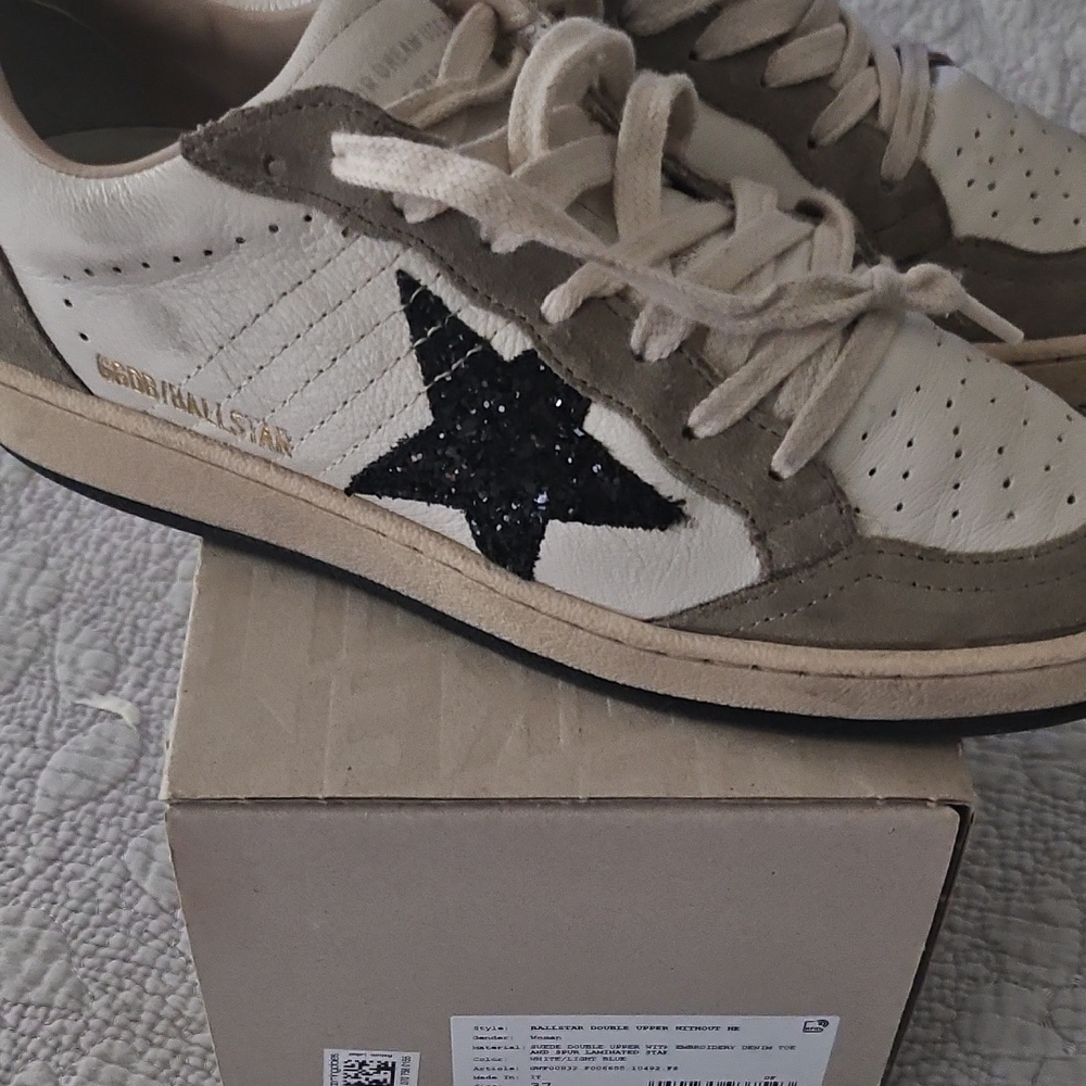 Golden Goose Cream and Black Star Sneakers